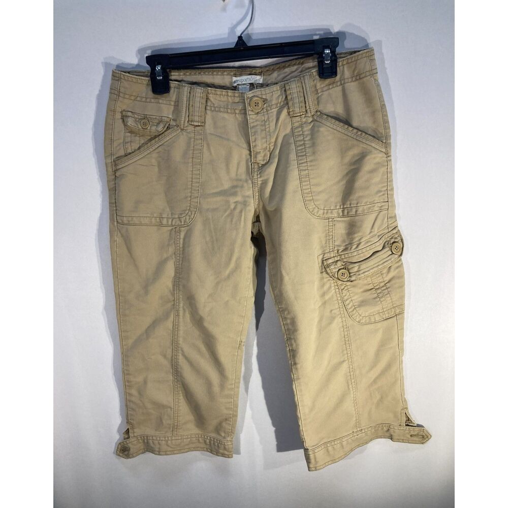 Aeropostale Vintage 2000s Khaki Utility Cargo Capris Gorpcore Cropped Pants